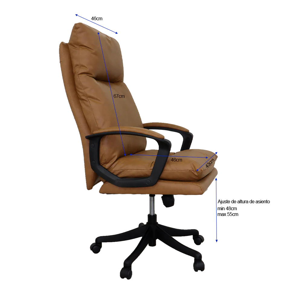 Silla ejecutiva H101171B color café de cuero sintético - Image 3