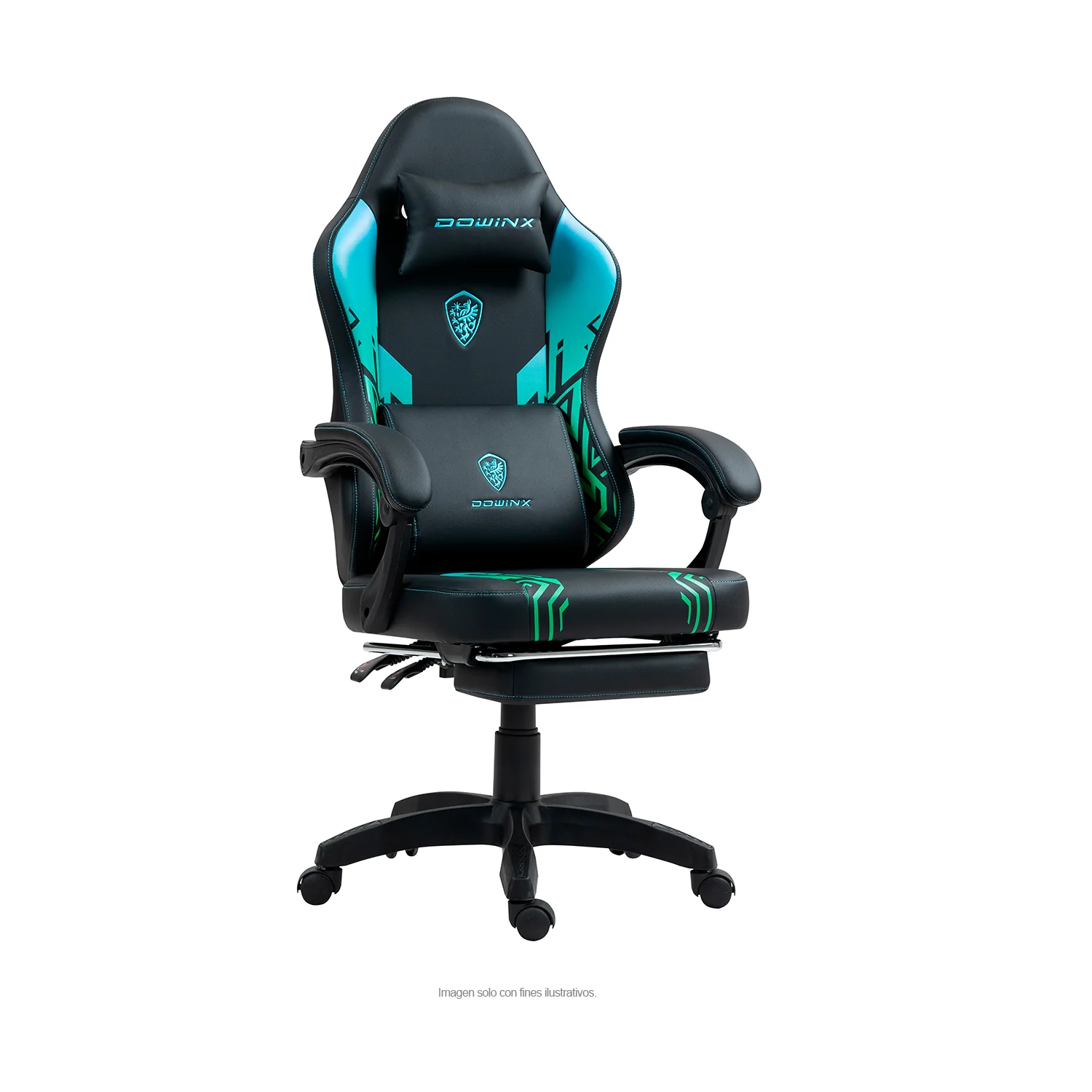 Silla Gaming LS-D1140 con reposapiés, color verde negro - Image 2