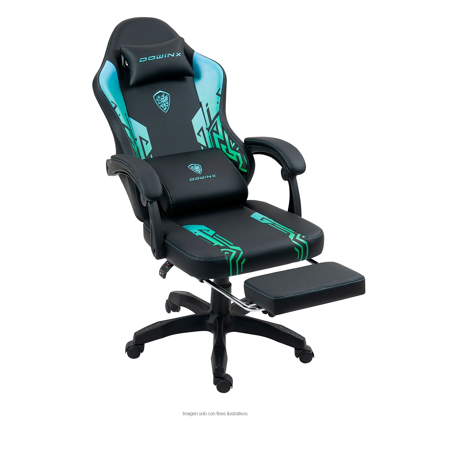 Silla Gaming LS-D1140 con reposapiés, color verde negro - Image 4