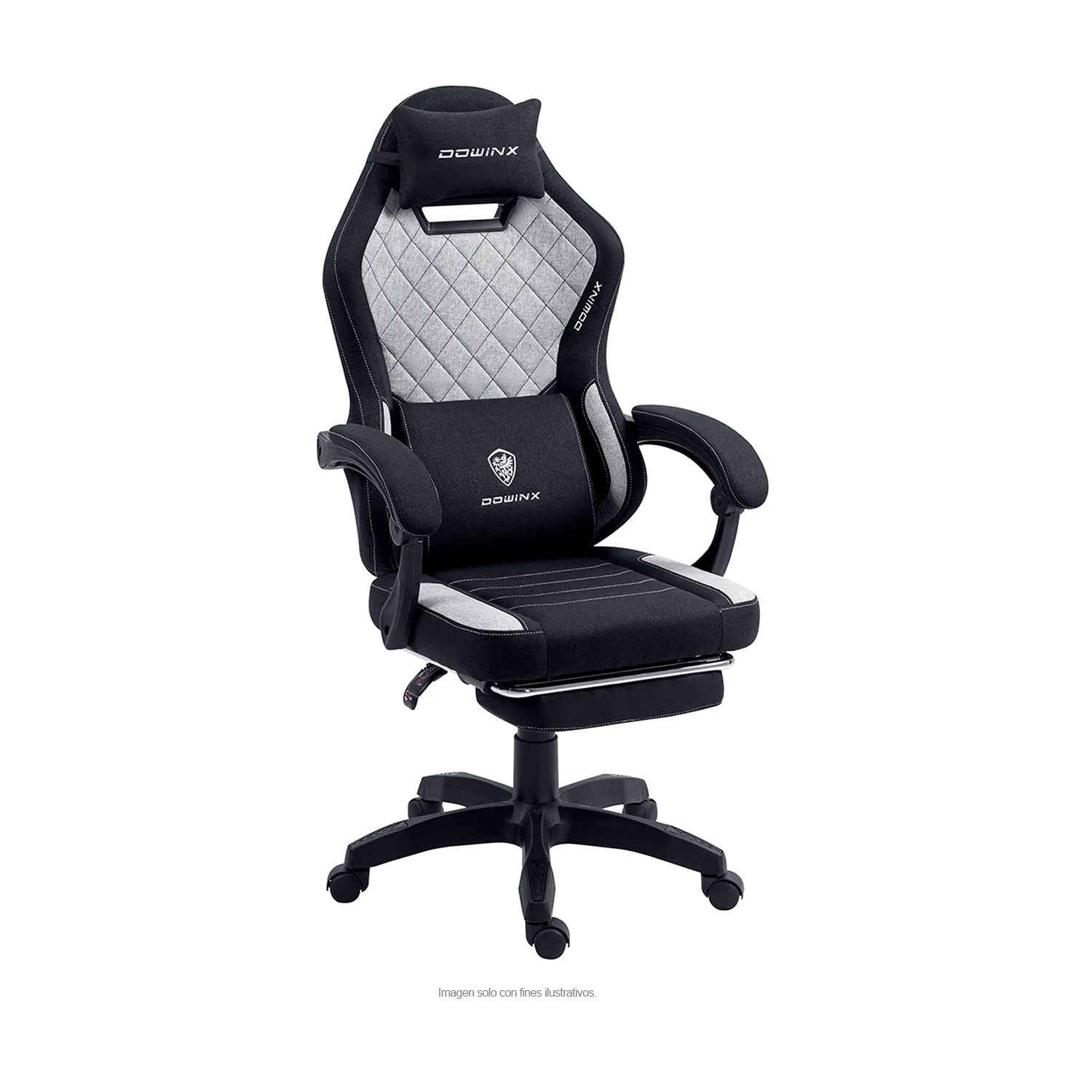 Silla Gaming LS-D1147 con reposapiés, color negro / gris - Image 2