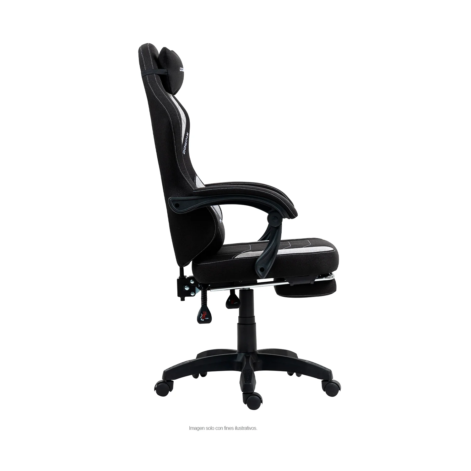 Silla Gaming LS-D1147 con reposapiés, color negro / gris - Image 3