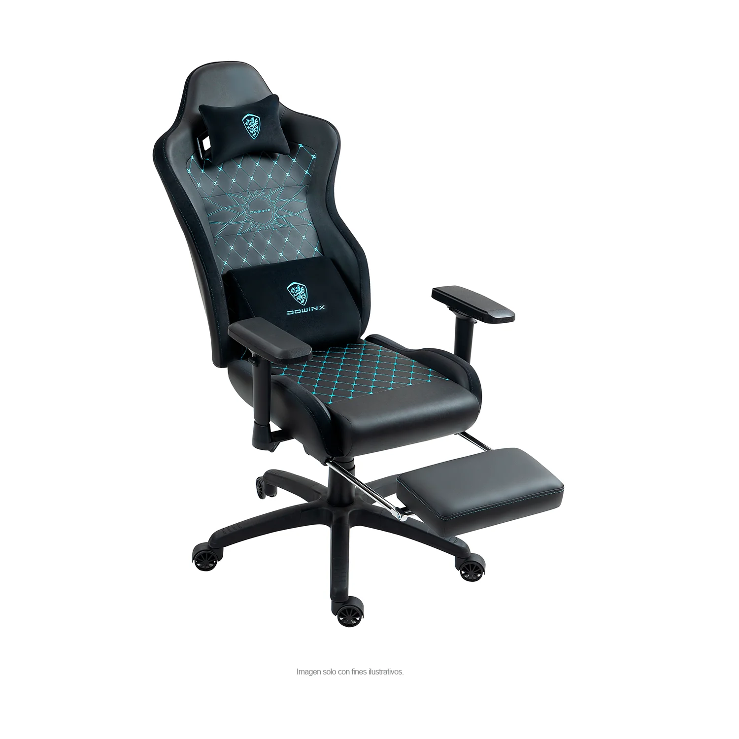 Silla Gaming LS-D1157 color negro detalles en verde, con reposapiés. - Image 4