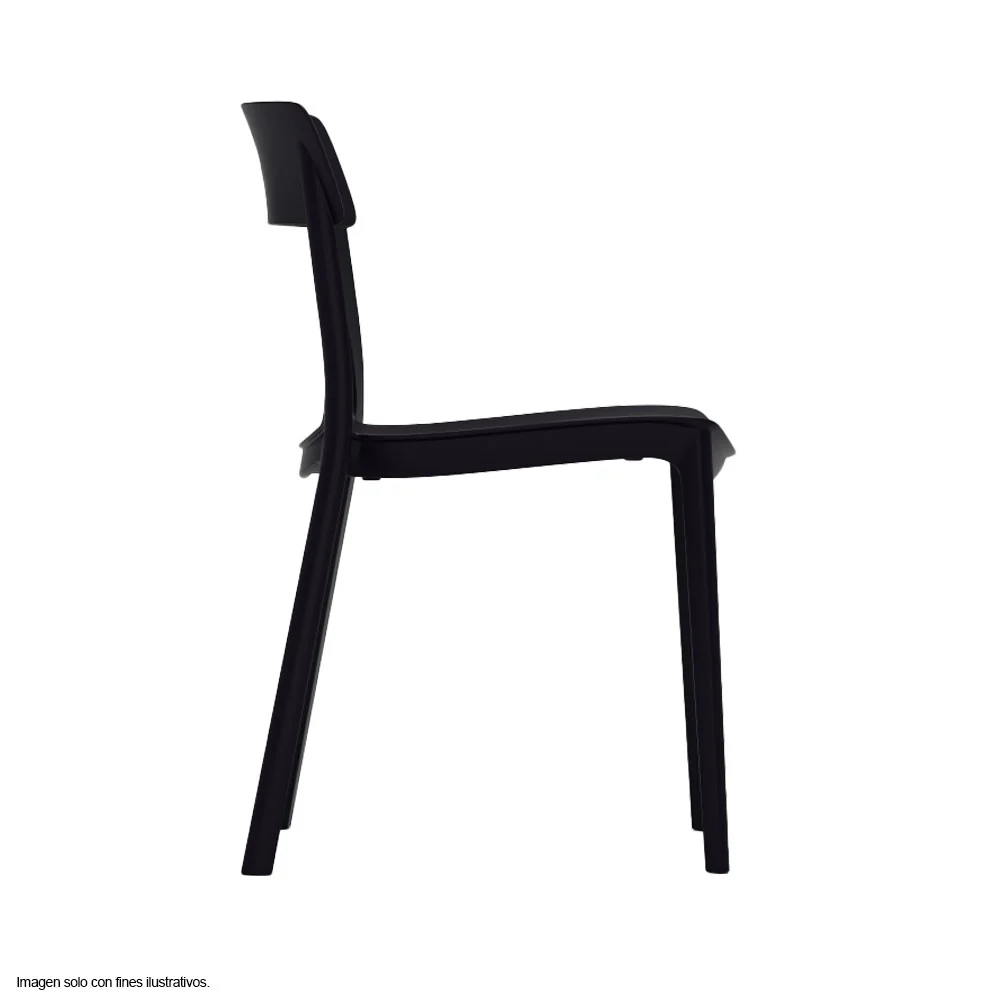 Silla plástica F15 respaldo liso, color negro - Image 3