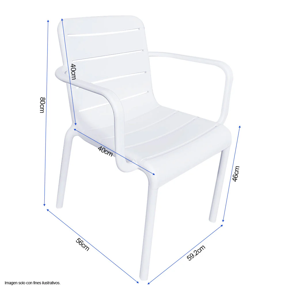 Silla plática de comedor 8650F color blanco con respaldo colado - Image 3