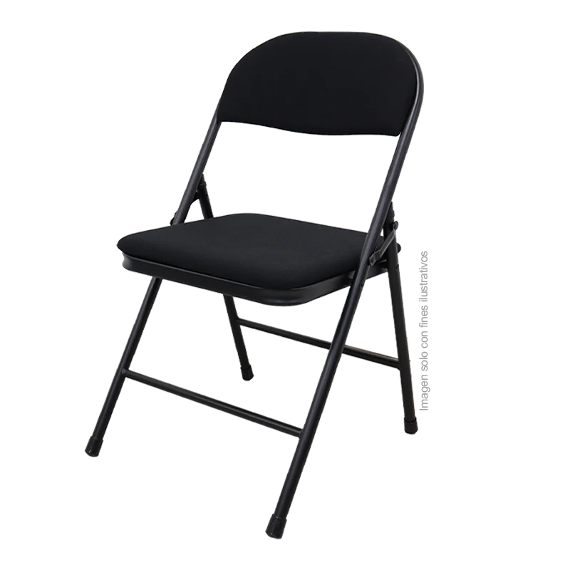 Silla plegable con tela color negro DC-98017N, usos múltiples.