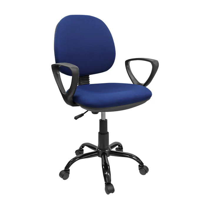 Silla secretaria DC-13 con brazos tela damasco color azul - Image 2