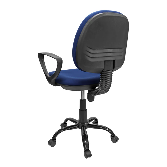 Silla secretaria DC-13 con brazos tela damasco color azul - Image 4