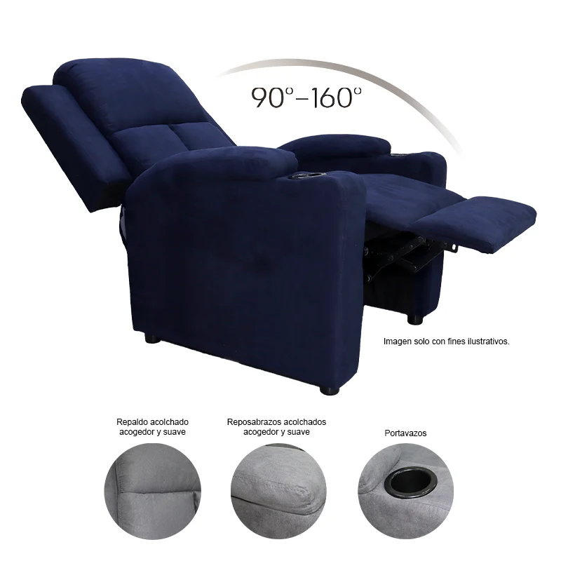 Sillón reclinable 857-1423352, color tono azul - Image 5