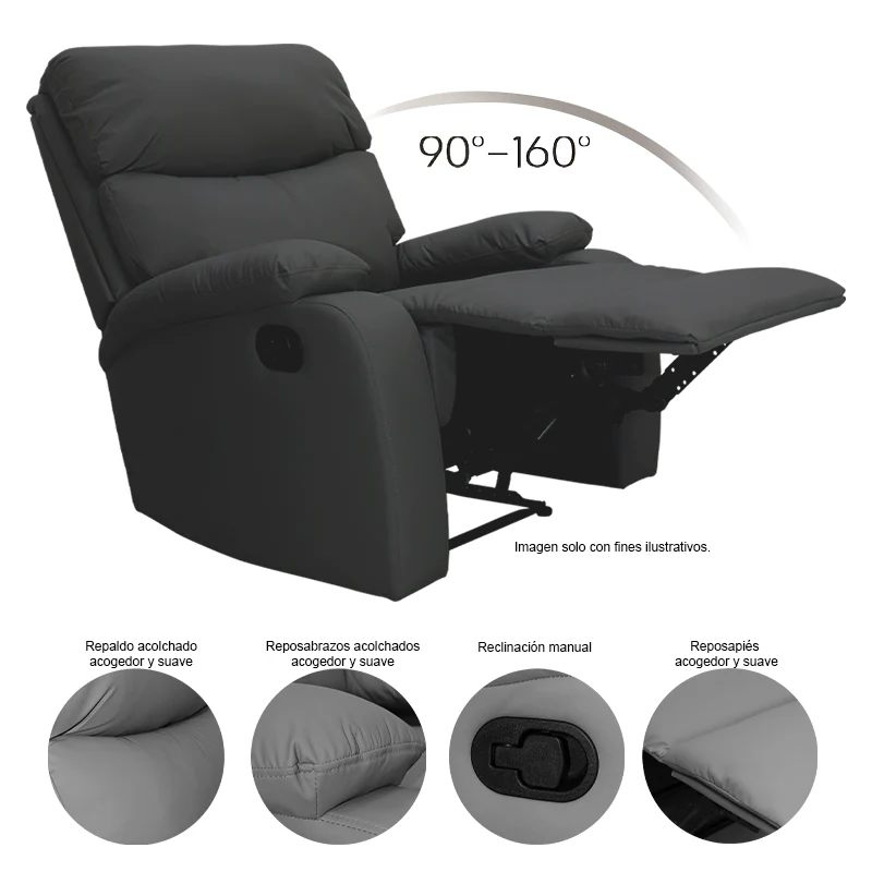 Sillón reclinable 857-GISELLEN, color tono negro - Image 4