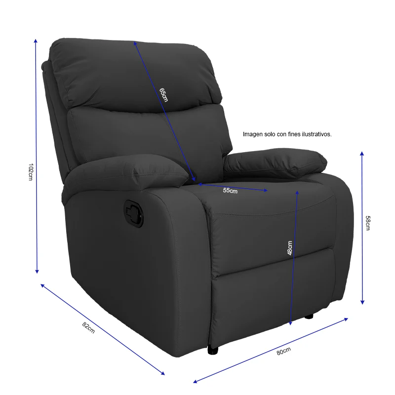 Sillón reclinable 857-GISELLEN, color tono negro - Image 5