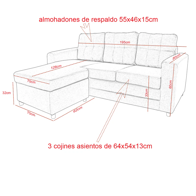 Sofá modular modelo turqueza, estructura de madera y tapizado en tela chenille - Image 8
