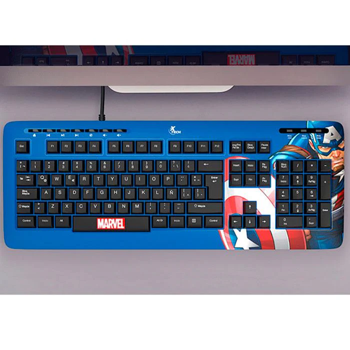 XTECH MARVEL CAPTAIN AMERICA TECLADO ALAMBRICO XTK-M401CA AZUL - Image 2