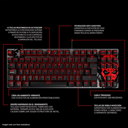 Teclado Gaming retroiluminado Ballista PKS-S080DS-S para video juegos Primius - Image 2