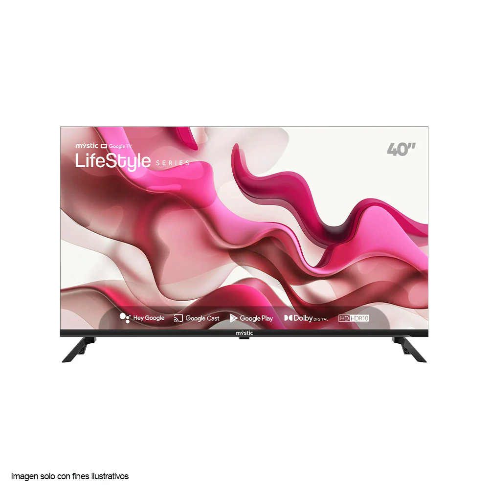 Televisor LED 40" MY-SG40109T Mystic serie LifeStyle, con asistente de voz Hey Google, HD HDR10, Dolby Digital, Google Play Store y Bluetooth