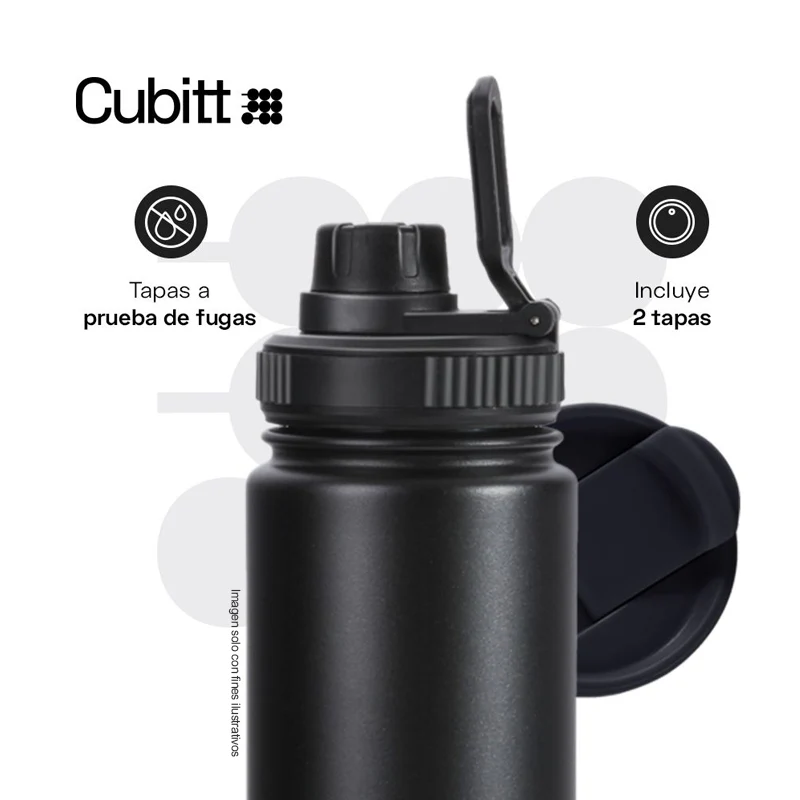 Termo Hidratación, 24 oz, CTHB24-1, Cubitt, Hydro Bottle acero inoxidable, negro - Image 2