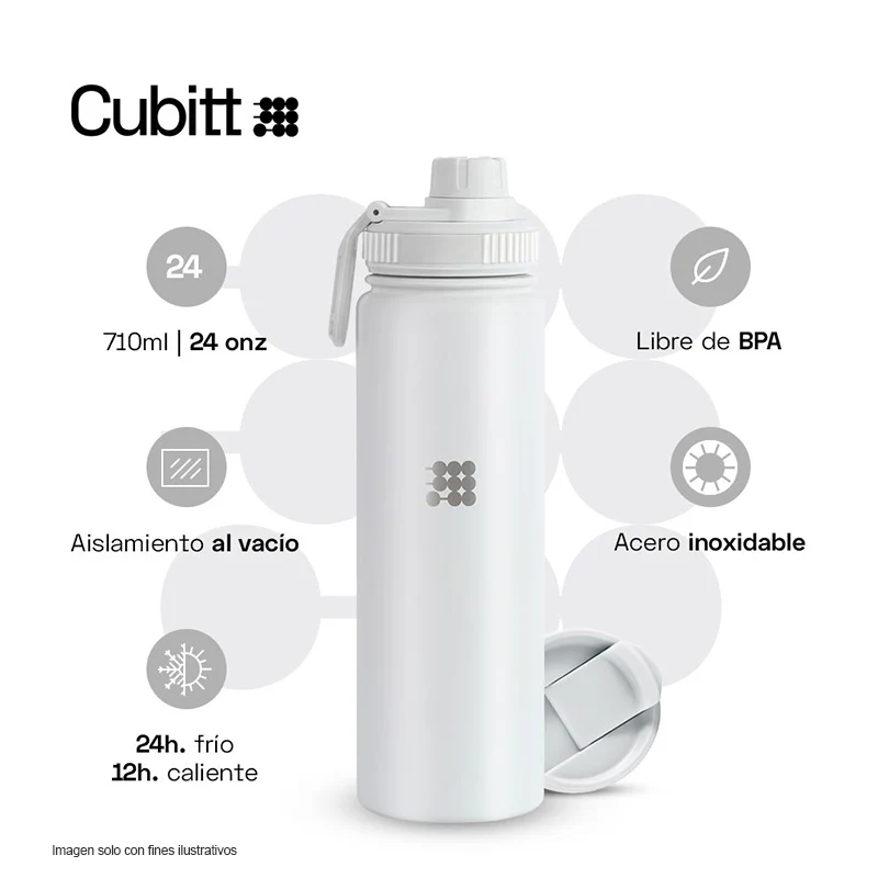 Termo para agua, 24 oz, CTHB24-7, Cubitt, acero inoxidable, blanco - Image 3