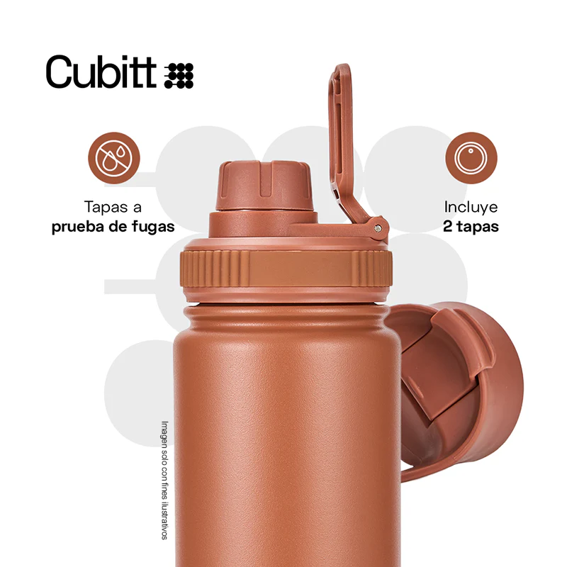 Termo para agua, 24 oz, CTHB24-9O, Cubitt, acero inoxidable, Terracota - Image 3