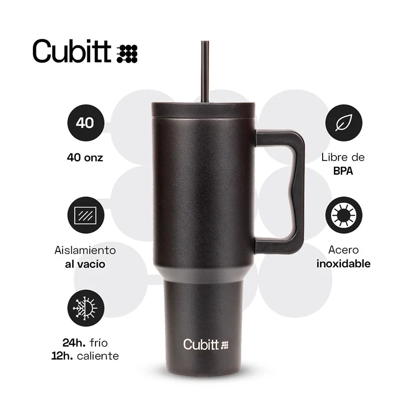 Termo para agua, 40 oz, CT-TUMB1, Cubitt, acero inoxidable, negro - Image 4