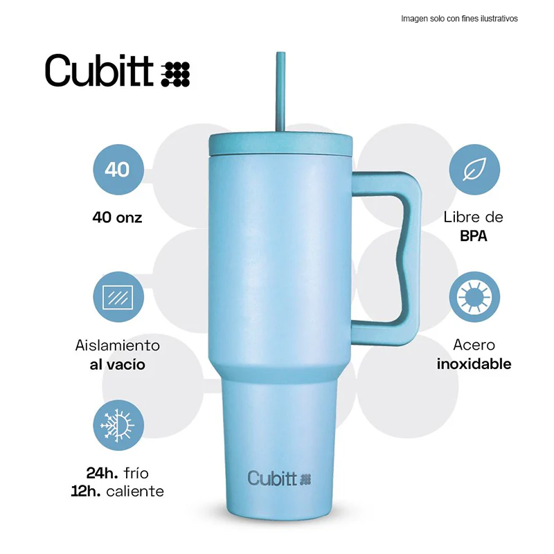 Termo para agua, 40 oz, CT-TUMB2, Cubitt, acero inoxidable, Azul claro - Image 4