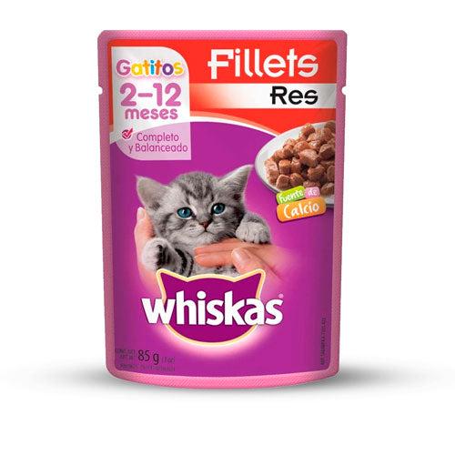 PEDIGREE WHISKAS GATITOS POUCH RES 85G, AGUA, MENUDENCIAS (BOVINAS Y/O PORCINAS Y/O