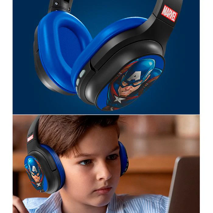 Audífonos inalámbricos Bluetooth over ear, color negro con azul, micrófono integrado - Image 2
